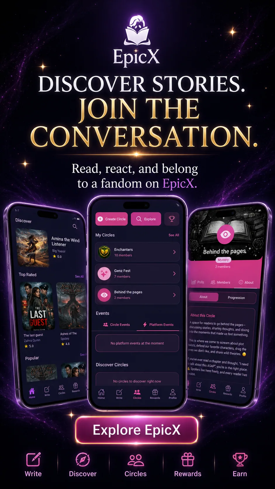 EpicX mobile discovery and reader experience preview